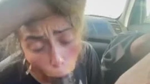 Slutty PAWG gets face fucked by a BBC in the car